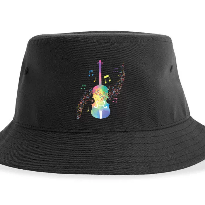 Colorful Cello Player Cellist Musician Classical Music Sustainable Bucket Hat