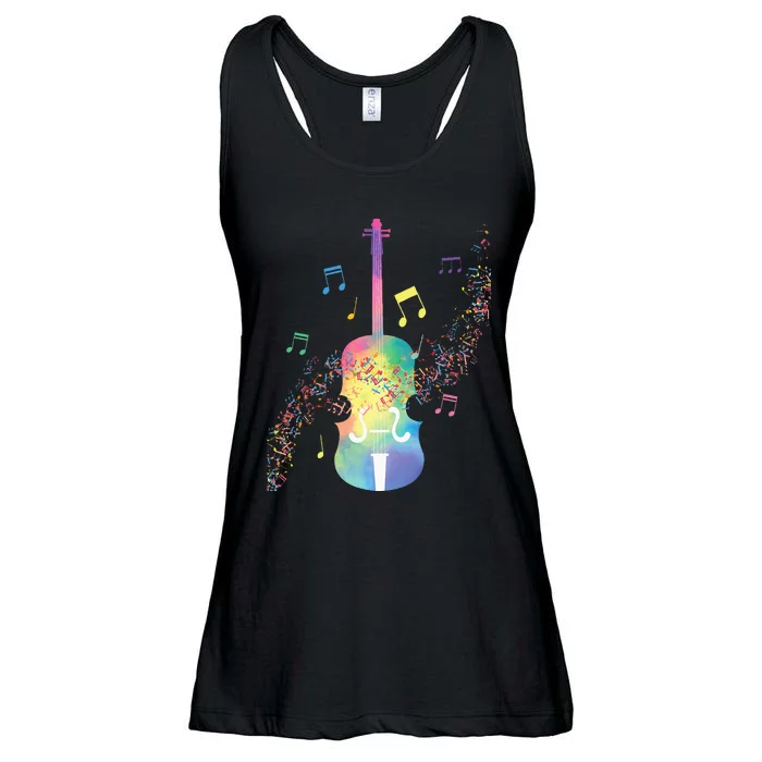 Colorful Cello Player Cellist Musician Classical Music Ladies Essential Flowy Tank