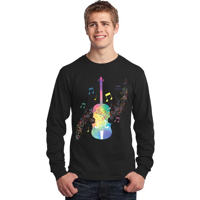 Colorful Cello Player Cellist Musician Classical Music Tall Long Sleeve T-Shirt