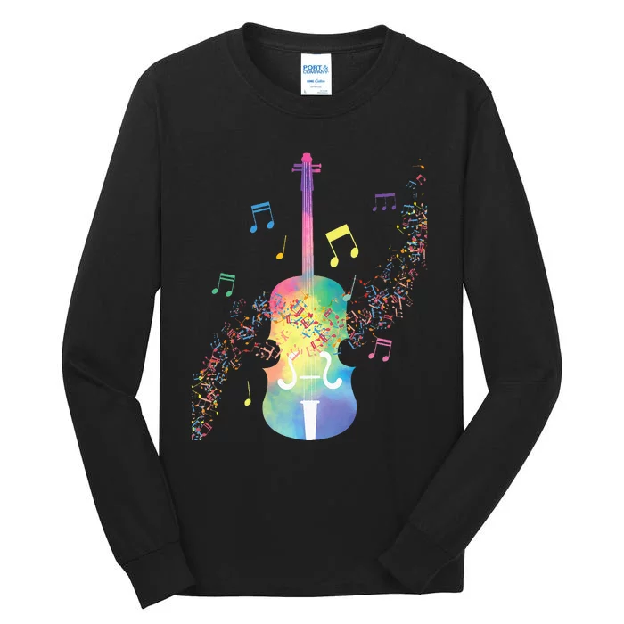 Colorful Cello Player Cellist Musician Classical Music Tall Long Sleeve T-Shirt