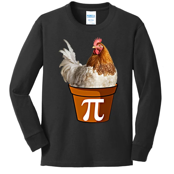 Cute Chicken Pot Pie Funny Math Pun Pie Symbol Math Funny Gift Kids Long Sleeve Shirt