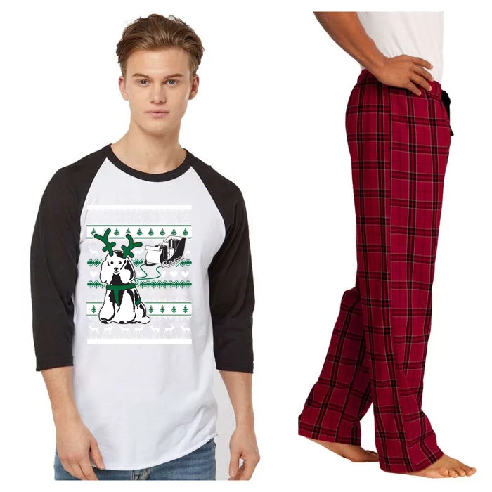 Cute Christmas Poodle Gift Raglan Sleeve Pajama Set