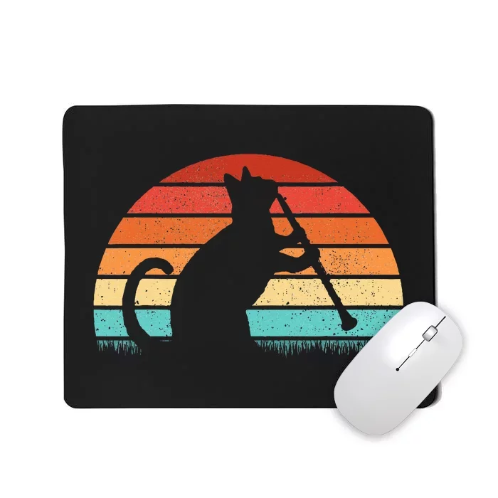 Clarinet Cat Player Retro Clarinetist Music Lover Mousepad