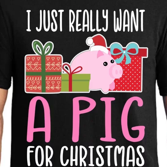 Cute Christmas Pig I Want A Pig Gift Pajama Set