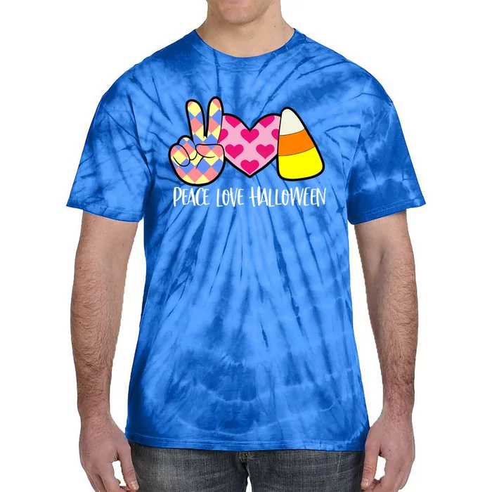 Candy Corn Peace Love Halloween Gift Tie-Dye T-Shirt