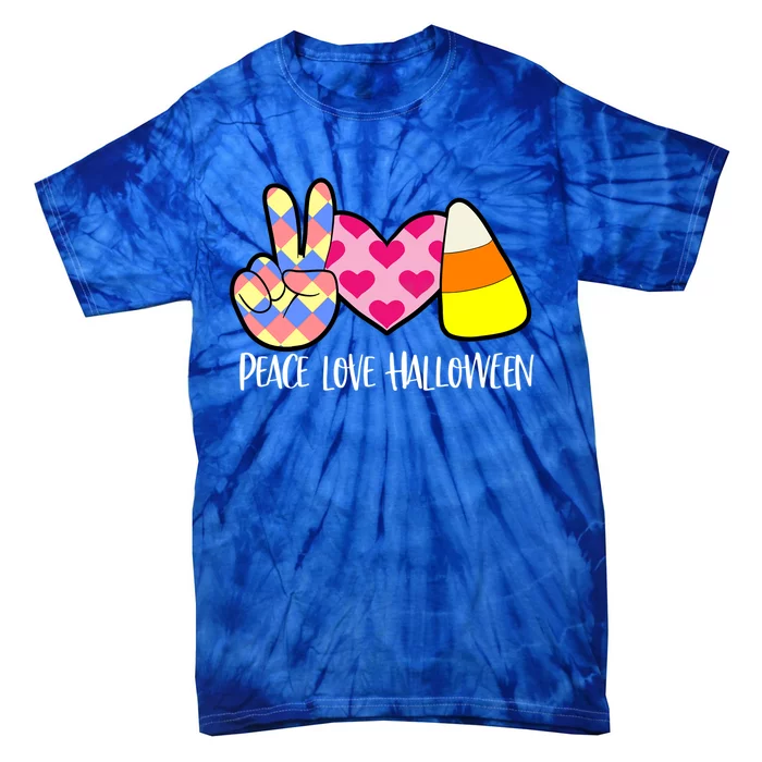 Candy Corn Peace Love Halloween Gift Tie-Dye T-Shirt