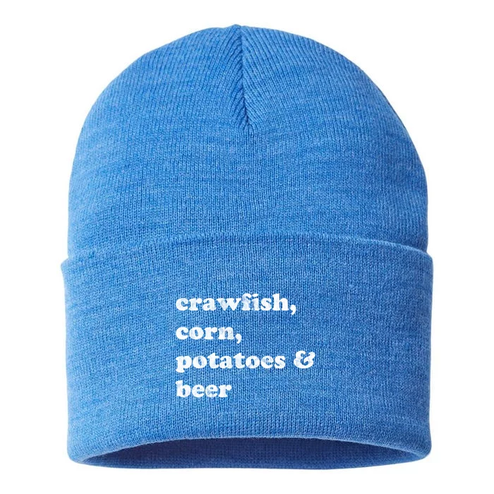 Crawfish Corn Potatoes And Beer Boil Season Great Gift Sustainable Knit Beanie