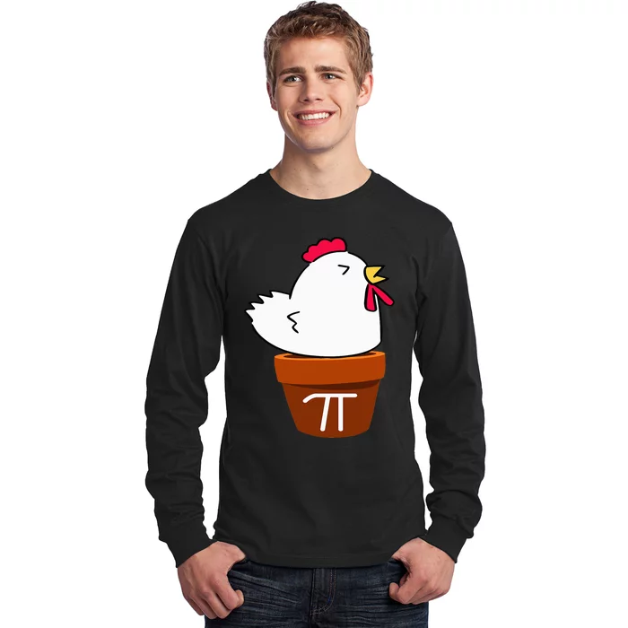 Cute Chicken Pot Pie Funny Math Pun Pi Symbol Long Sleeve Shirt