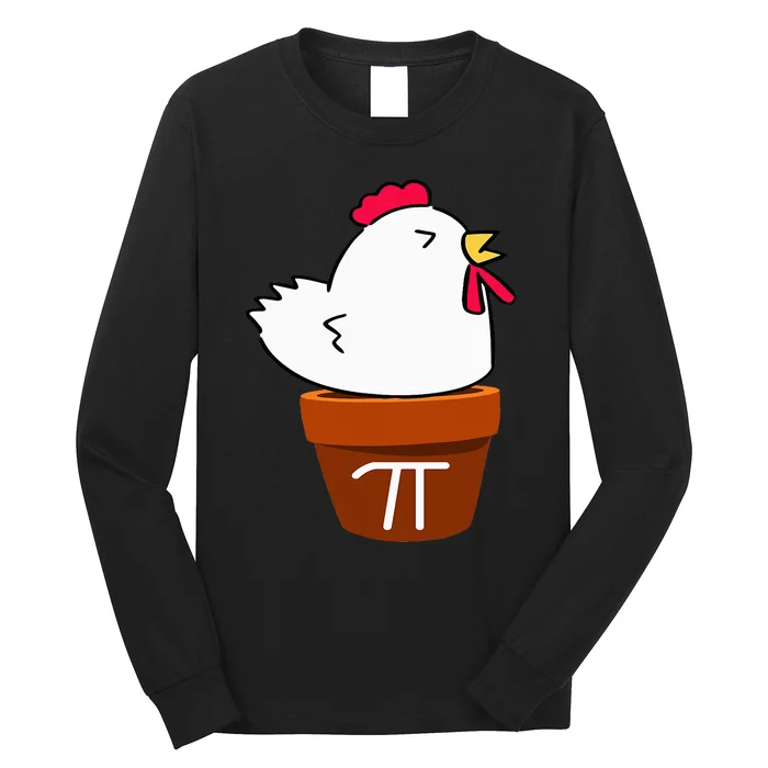 Cute Chicken Pot Pie Funny Math Pun Pi Symbol Long Sleeve Shirt