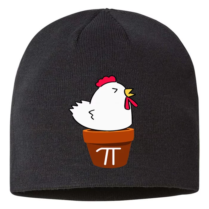 Cute Chicken Pot Pie Funny Math Pun Pi Symbol 8 1/2in Sustainable Knit Beanie