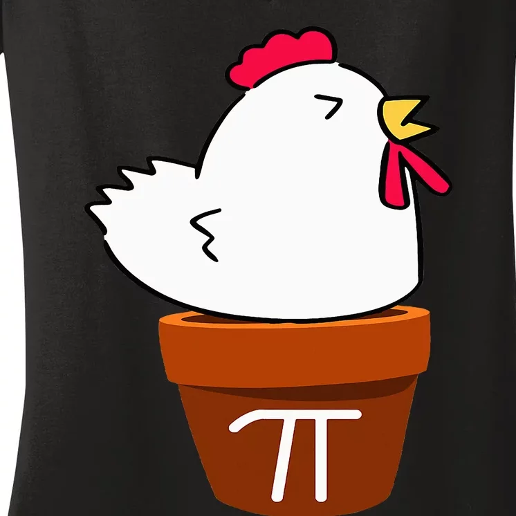 Cute Chicken Pot Pie Funny Math Pun Pi Symbol Women's V-Neck T-Shirt