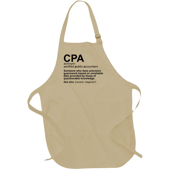 CPA Certified Public Accountant Definition Funny Full-Length Apron With Pocket