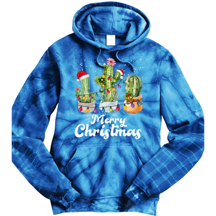 Cactus Christmas Pj Costume Design Party Plant Lovers Tie Dye Hoodie