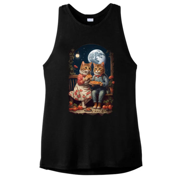 Cottagecore Cats Pizza Ladies Tri-Blend Wicking Tank