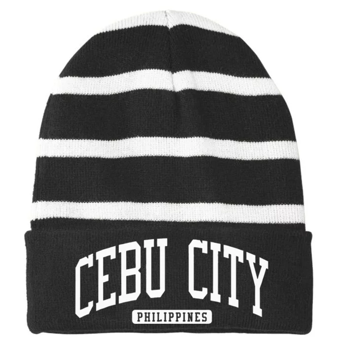 Cebu City Philippines Style Striped Beanie with Solid Band