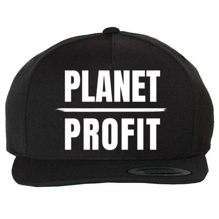 Climate Change Planet Over Profit Gift Wool Snapback Cap