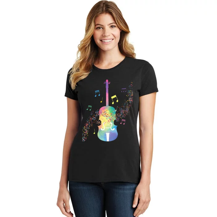 Colorful Cello Player Cellist Musician Classical Music Women's T-Shirt