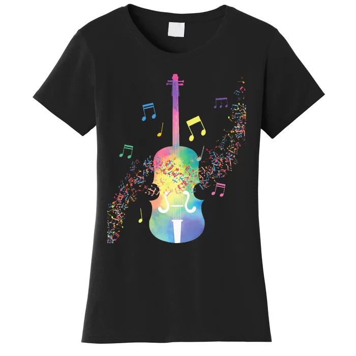 Colorful Cello Player Cellist Musician Classical Music Women's T-Shirt