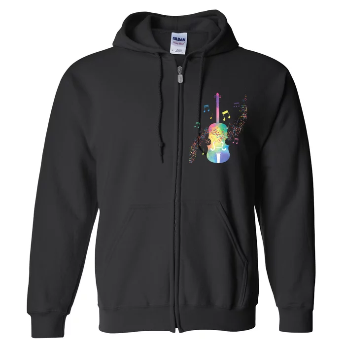 Colorful Cello Player Cellist Musician Classical Music Full Zip Hoodie