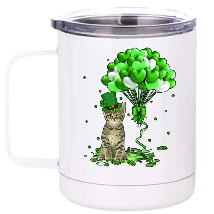 Cute Cat Patrick Day Front & Back 12oz Stainless Steel Tumbler Cup