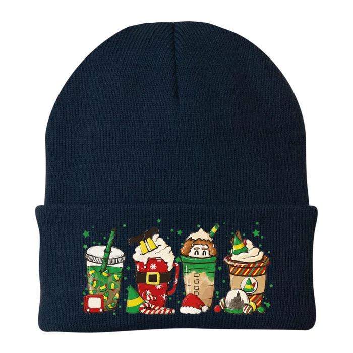 Christmas Coffee Peppermint Iced Latte Snowmen Hot Cocoa Knit Cap Winter Beanie