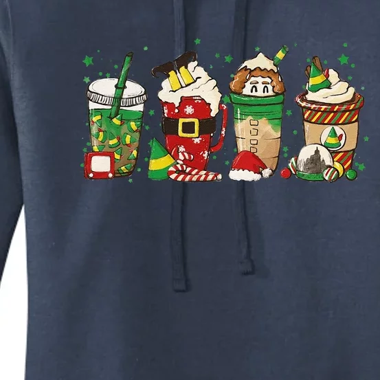 Christmas Coffee Peppermint Iced Latte Snowmen Hot Cocoa Women's Pullover Hoodie