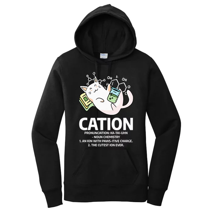 Cation Chemist Pet Cats Animal Chemistry Science Cat Lover Women's Pullover Hoodie