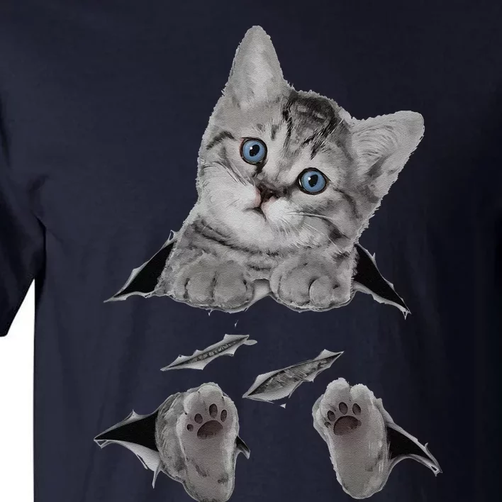 Cute Cat Peeking Out Hanging Funny Gift For Kitty Lovers Tall T-Shirt