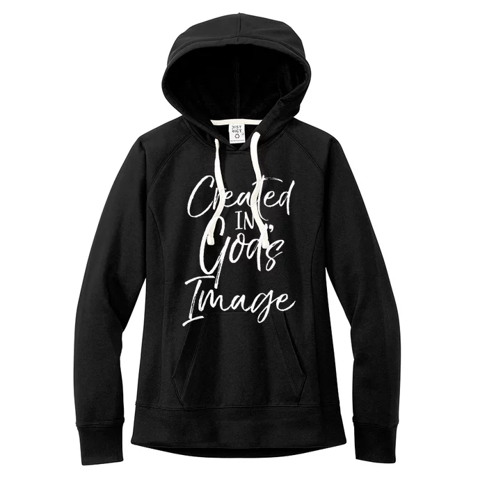 Christian Creation Quote Bible Verse Created In Gods Image Women's Fleece Hoodie