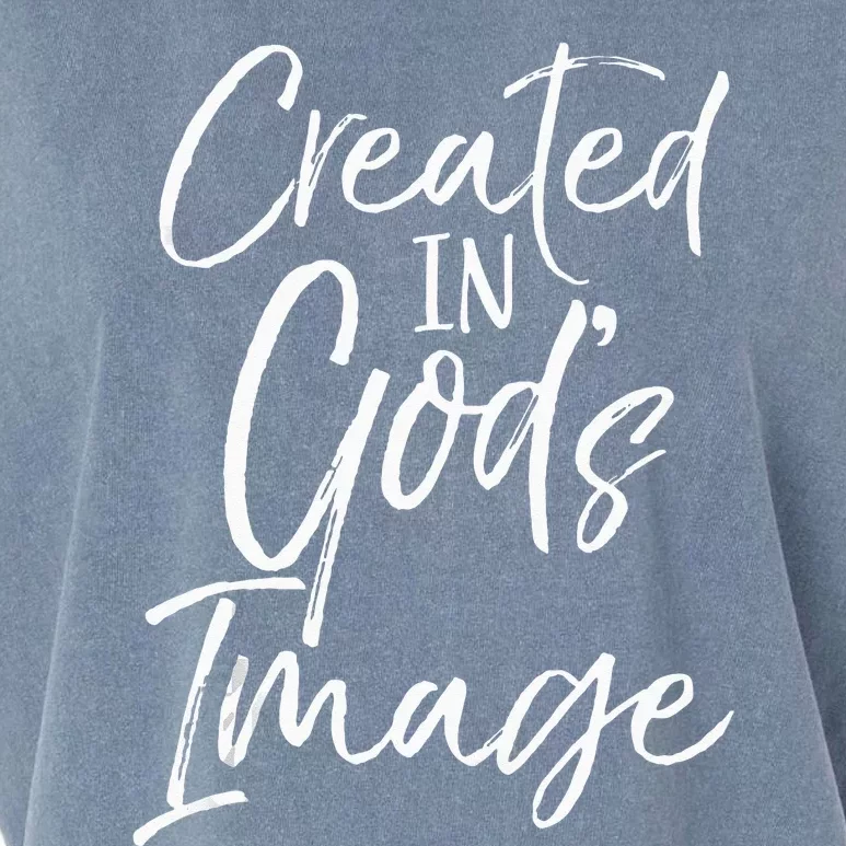 Christian Creation Quote Bible Verse Created In Gods Image Garment-Dyed Women's Muscle Tee