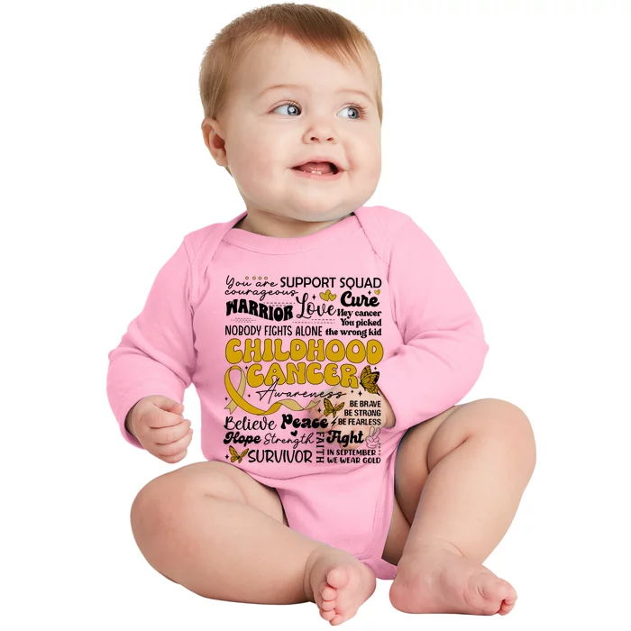 Childhood Cancer Quote Cancer Awareness Baby Long Sleeve Bodysuit