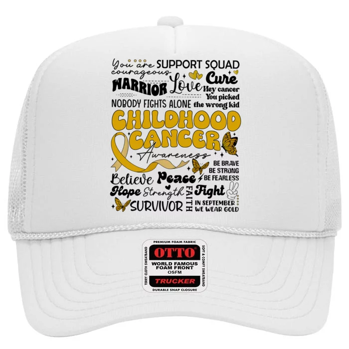 Childhood Cancer Quote Cancer Awareness High Crown Mesh Trucker Hat