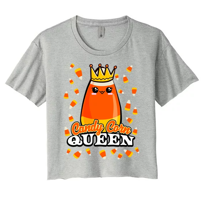 Candy Corn Queen Halloween Costume Funny Novelty Cool Gift Women's Crop Top Tee