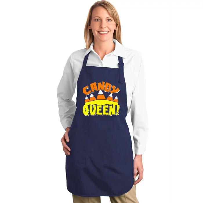 Candy Corn Queen Matching Family Halloween Full-Length Apron With Pocket