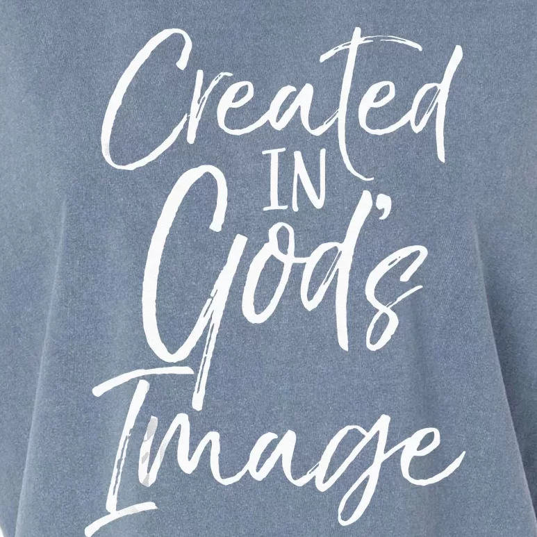 Christian Creation Quote Bible Verse Created In Gods Image Garment-Dyed Women's Muscle Tee