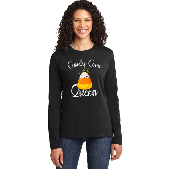 Candy Corn Queen Kawaii  Candy Corn Halloween Ladies Long Sleeve Shirt