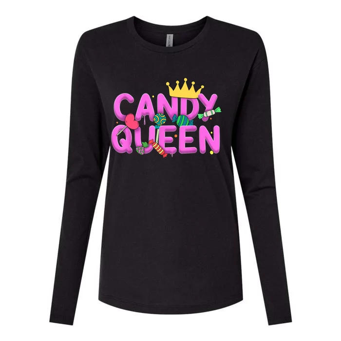 Cool Candy Queen Art For Wo Girls Candy Lollipop Lovers Womens Cotton Relaxed Long Sleeve T-Shirt