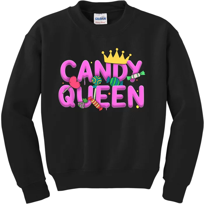 Cool Candy Queen Art For Wo Girls Candy Lollipop Lovers Kids Sweatshirt