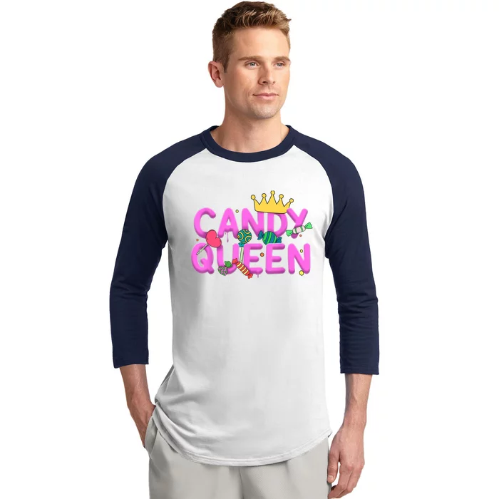 Cool Candy Queen Art For Wo Girls Candy Lollipop Lovers Baseball Sleeve Shirt