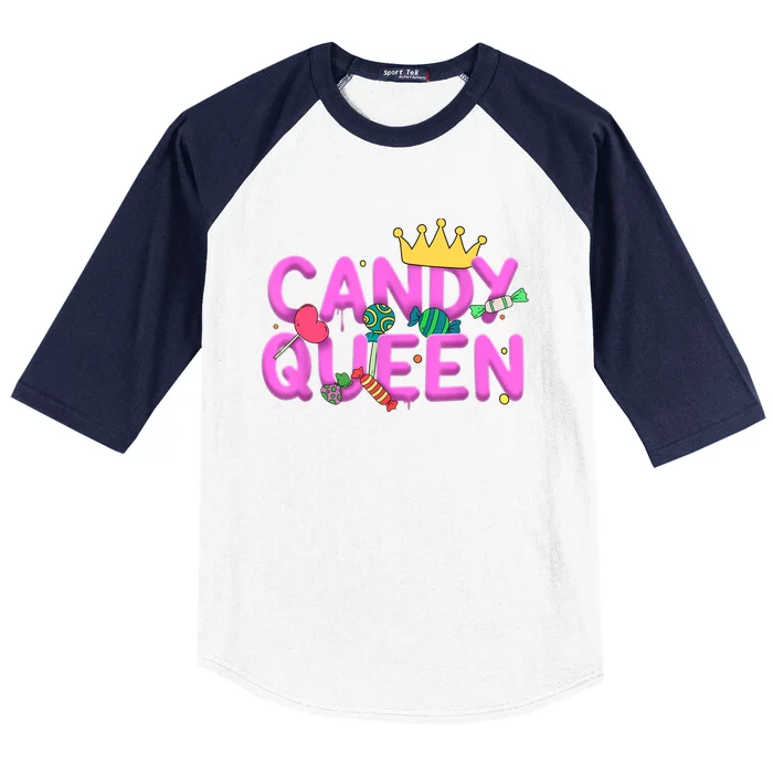 Cool Candy Queen Art For Wo Girls Candy Lollipop Lovers Baseball Sleeve Shirt