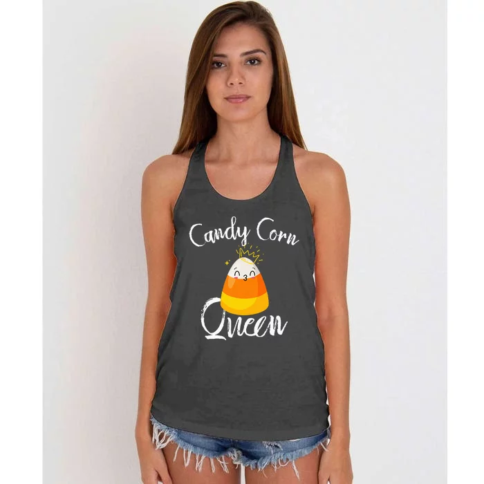 Candy Corn Queen Kawaii Candy Corn Halloween Women's Knotted Racerback Tank