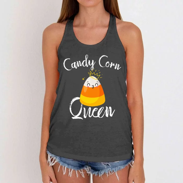 Candy Corn Queen Kawaii Candy Corn Halloween Women's Knotted Racerback Tank