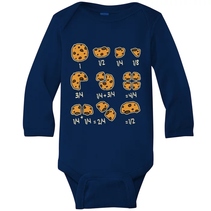 Chocolate Cookie Quick Math Fraction Math Teachers Baby Long Sleeve Bodysuit