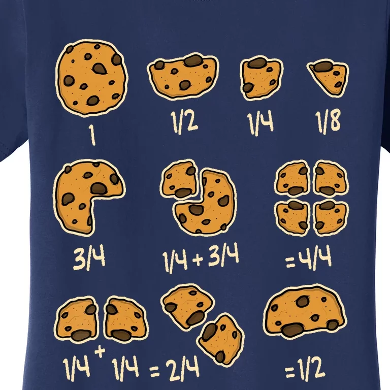 Chocolate Cookie Quick Math Fraction Math Teachers Women's T-Shirt