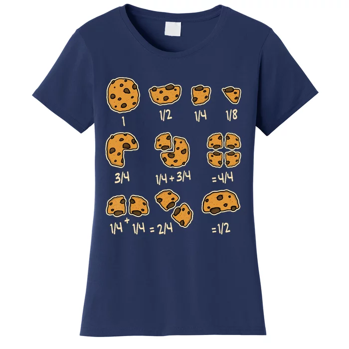 Chocolate Cookie Quick Math Fraction Math Teachers Women's T-Shirt