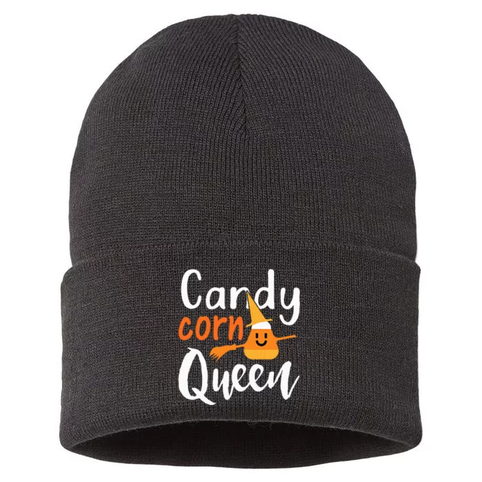 Candy Corn Queen Funny Halloween Candycorn Gift Sustainable Knit Beanie