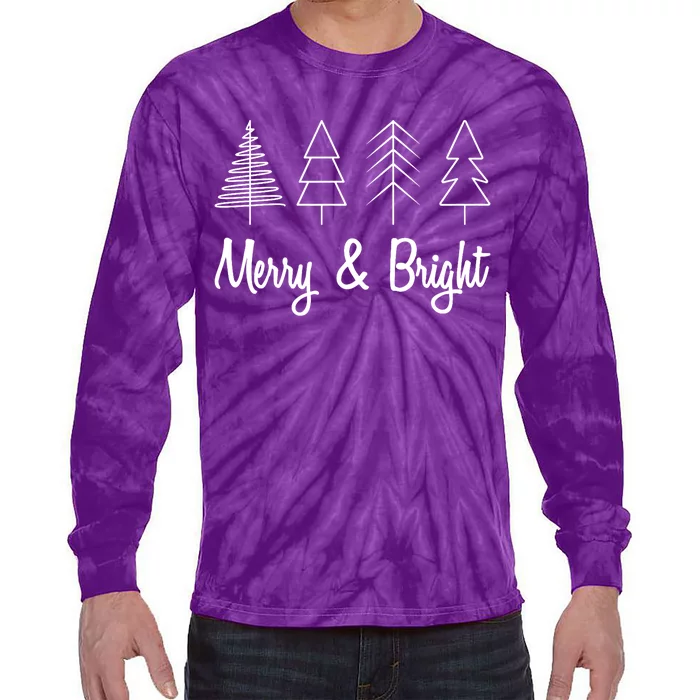 Cute Christmas Quote Merry And Bright Tie-Dye Long Sleeve Shirt