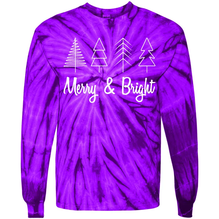 Cute Christmas Quote Merry And Bright Tie-Dye Long Sleeve Shirt