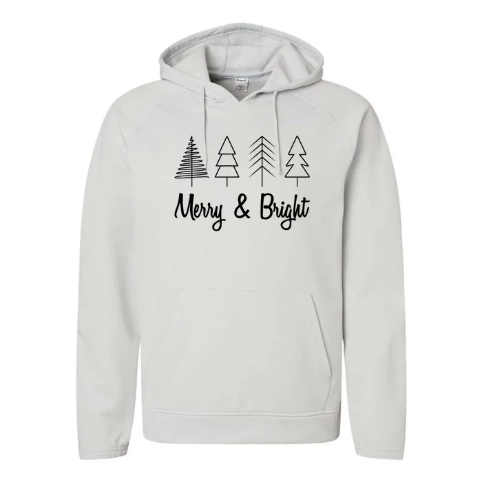 Cute Christmas Quote Merry And Bright Performance Fleece Hoodie