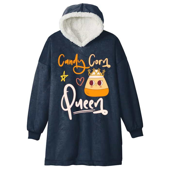 Candy Corn Queen Groovy Queen Candy Corn Halloween Gift Hooded Wearable Blanket